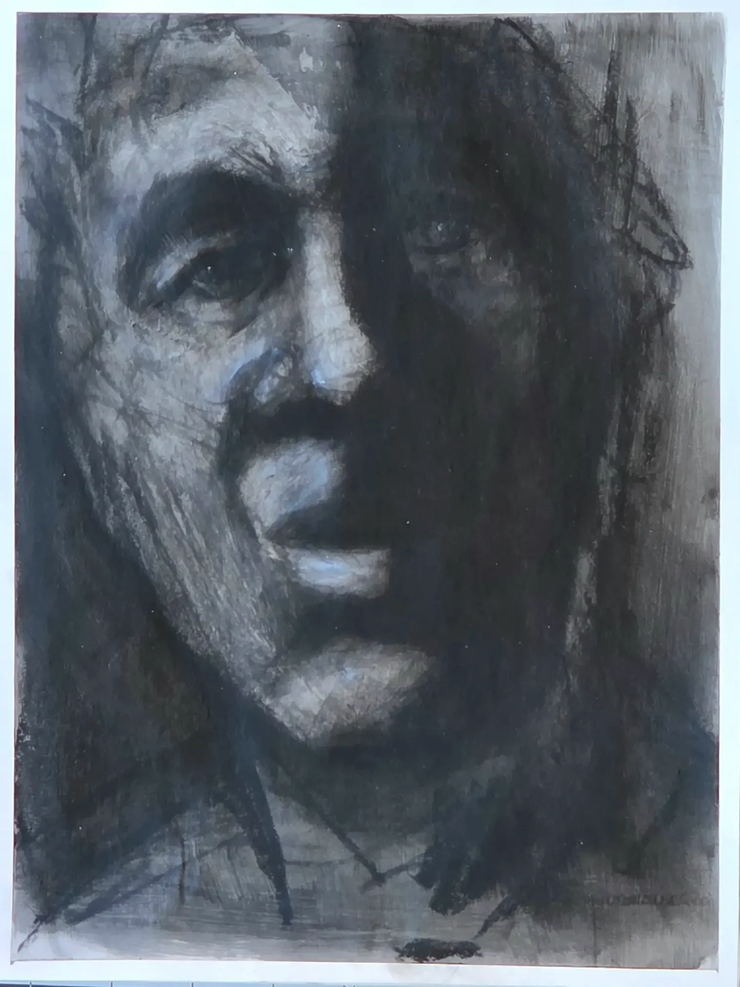 12x9 inch Charcoal and Acrylic on Paper