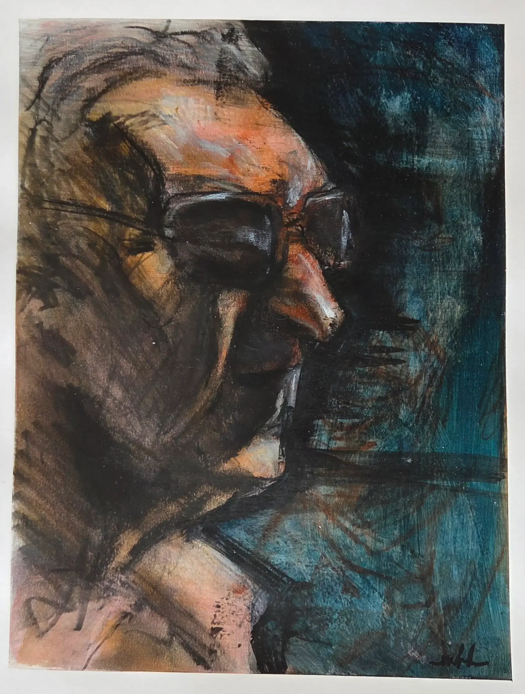 12x9 inch Charcoal and Acrylic on Paper