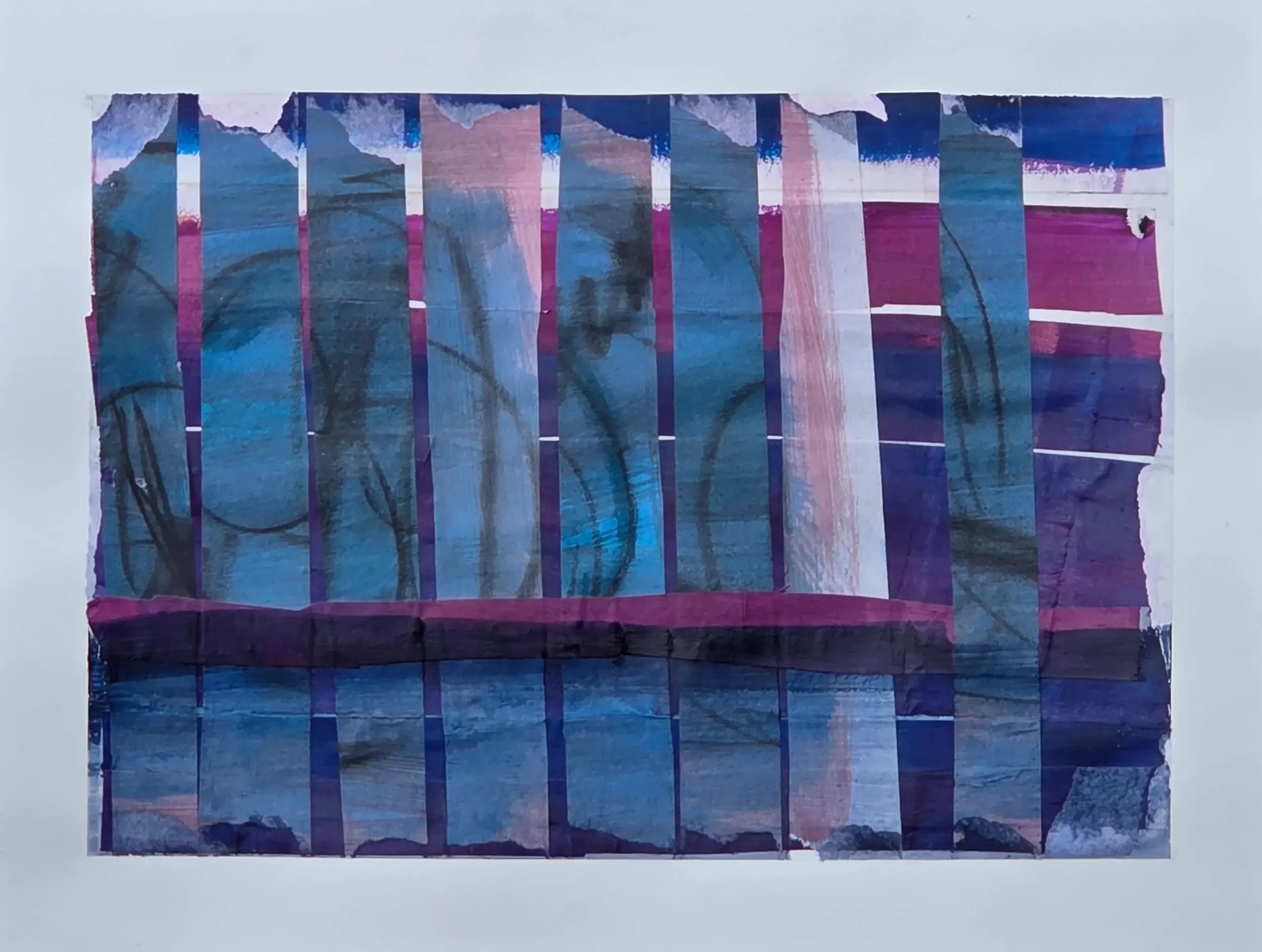 9x12 inch Collage, Charcoal & Acrylic on paper