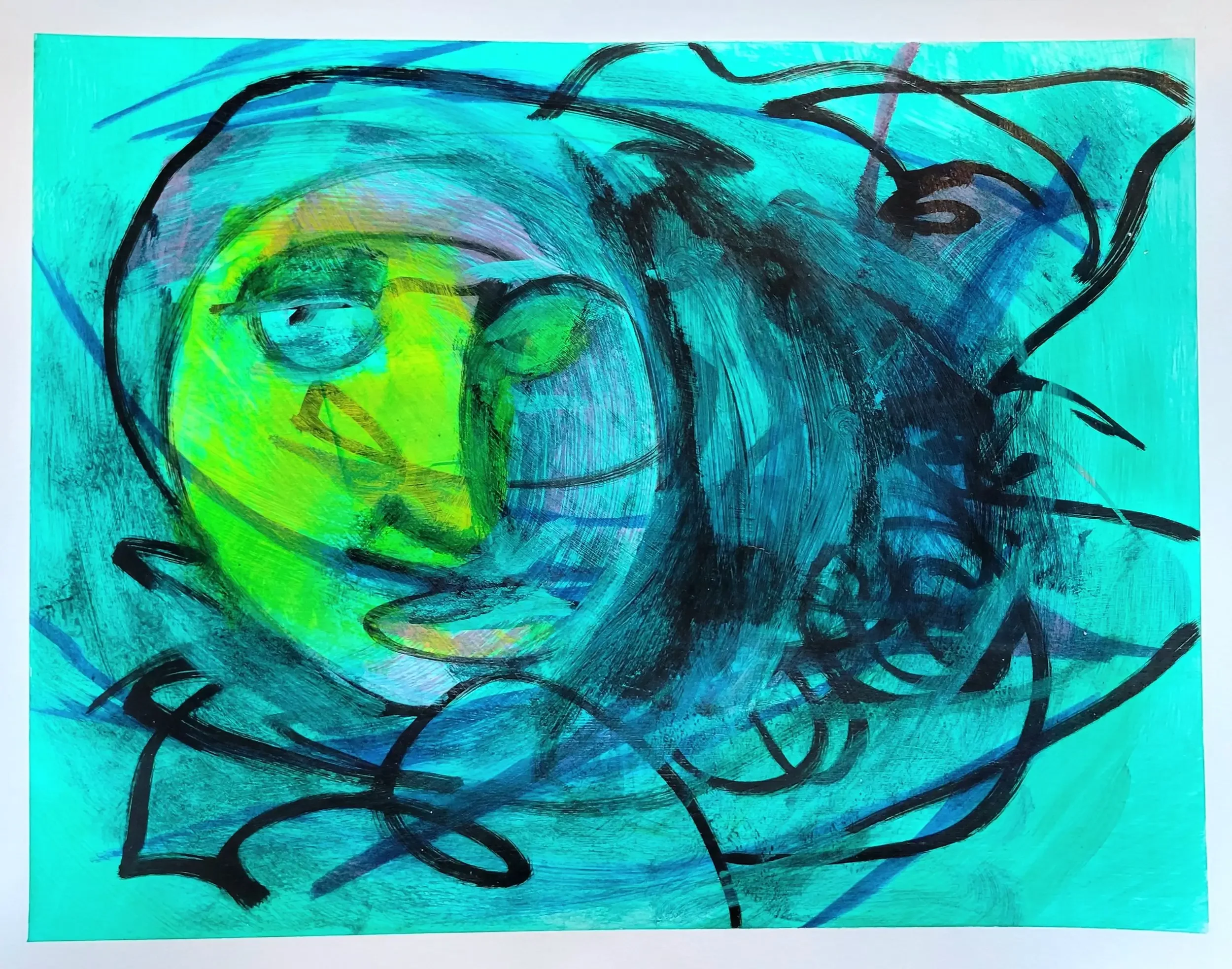 9x12 inch Charcoal and Acrylic on Paper