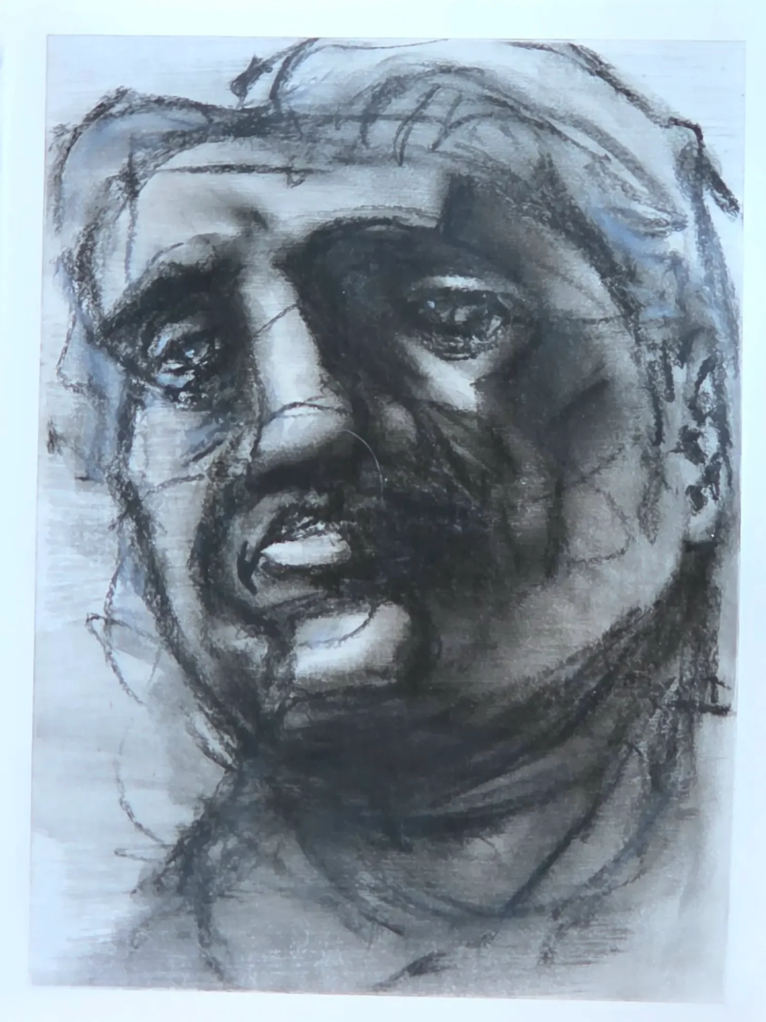 12x9 inch Charcoal and Acrylic on Paper