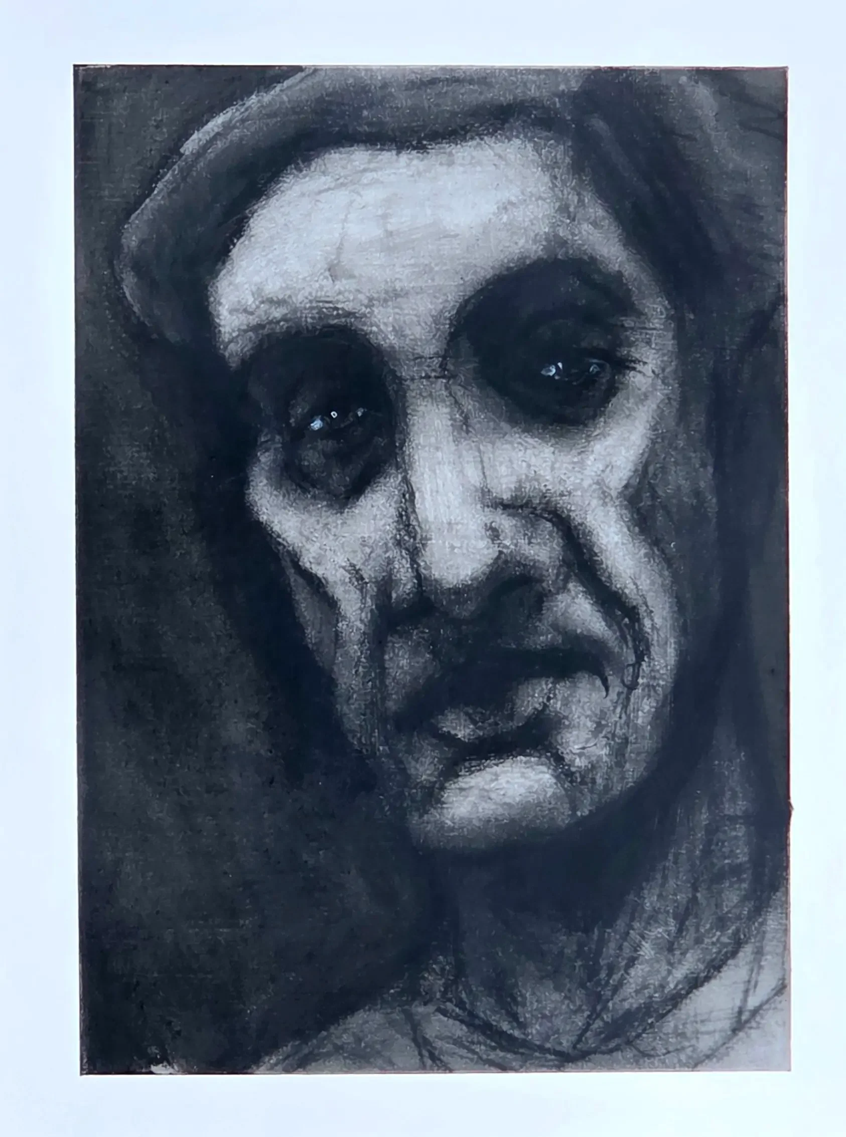 12x9 inch Charcoal and Acrylic on Paper