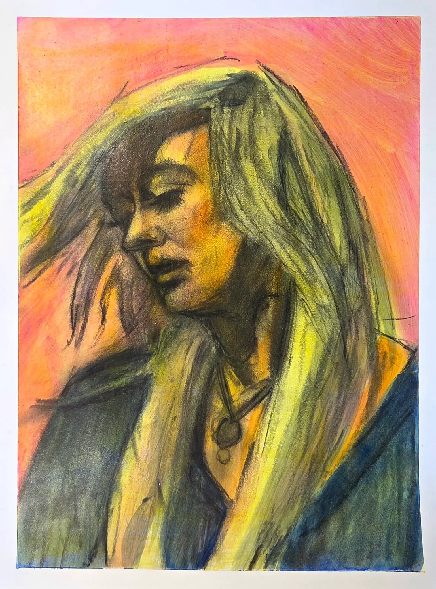 12x9 inch Charcoal and Acrylic on Paper