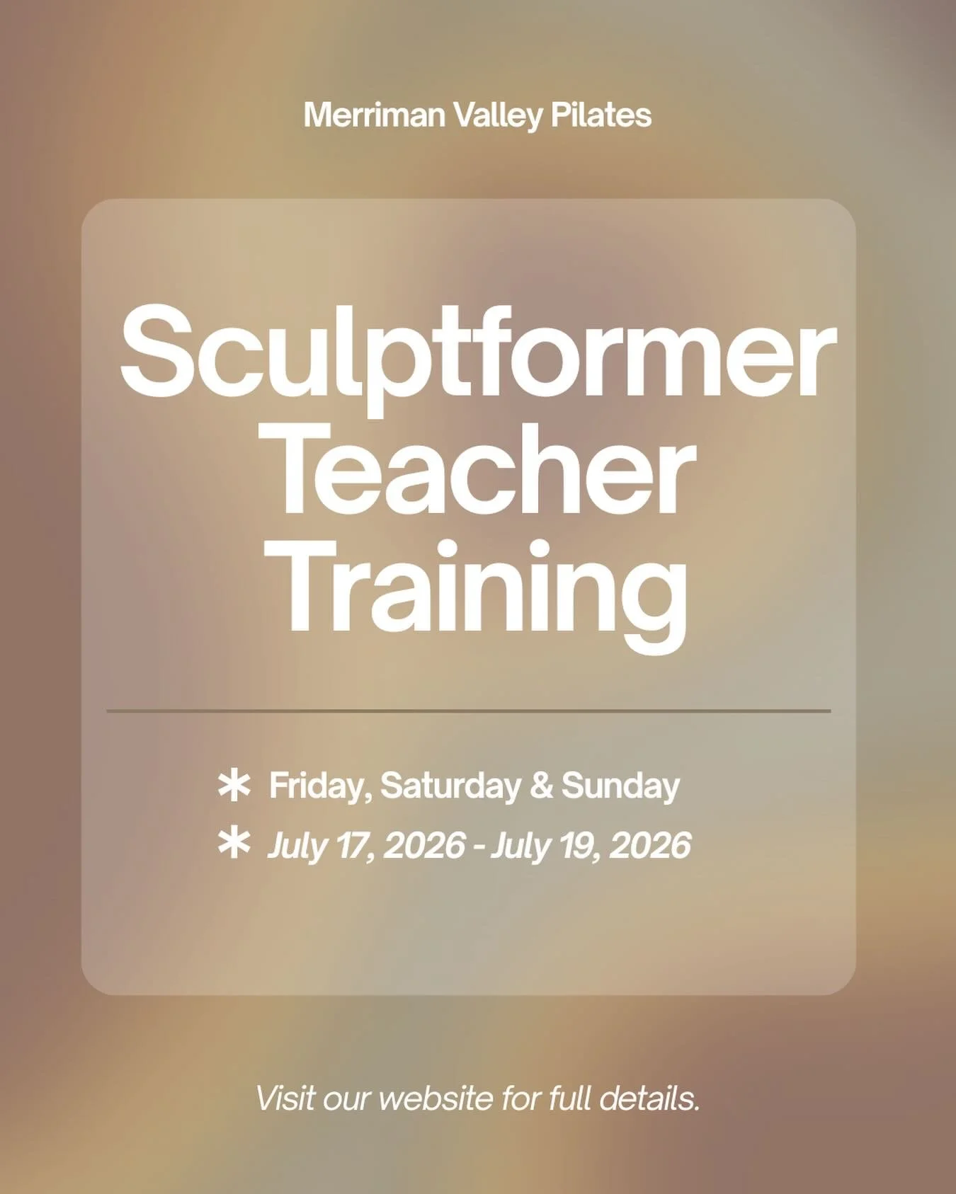 Take your passion for movement to the next level with our signature Sculptformer Teacher Training at Merriman Valley Pilates July 17th - July 19th. This immersive, three-day certification is designed for those ready to deepen their understanding of t