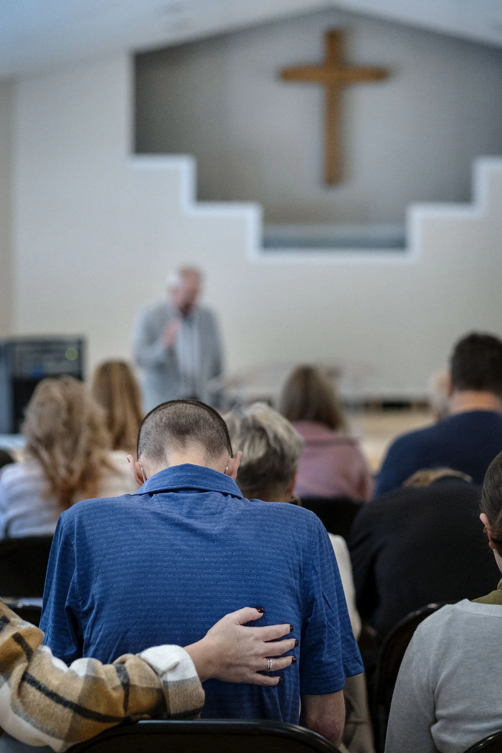 Glenn and his wife during a sermon at the Faith Baptist Church in Dorton, Kentucky. 