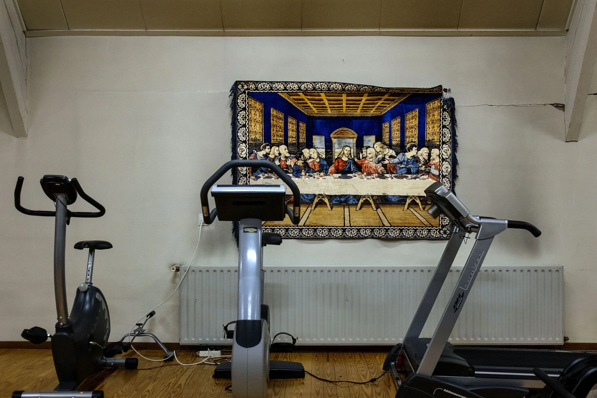 The workout area in the attic of the Abbey of Our Lady of Koningshoeven, where Trappist monks live, work and produce the famous Trappisten beer. Tilburg, the Netherlands.