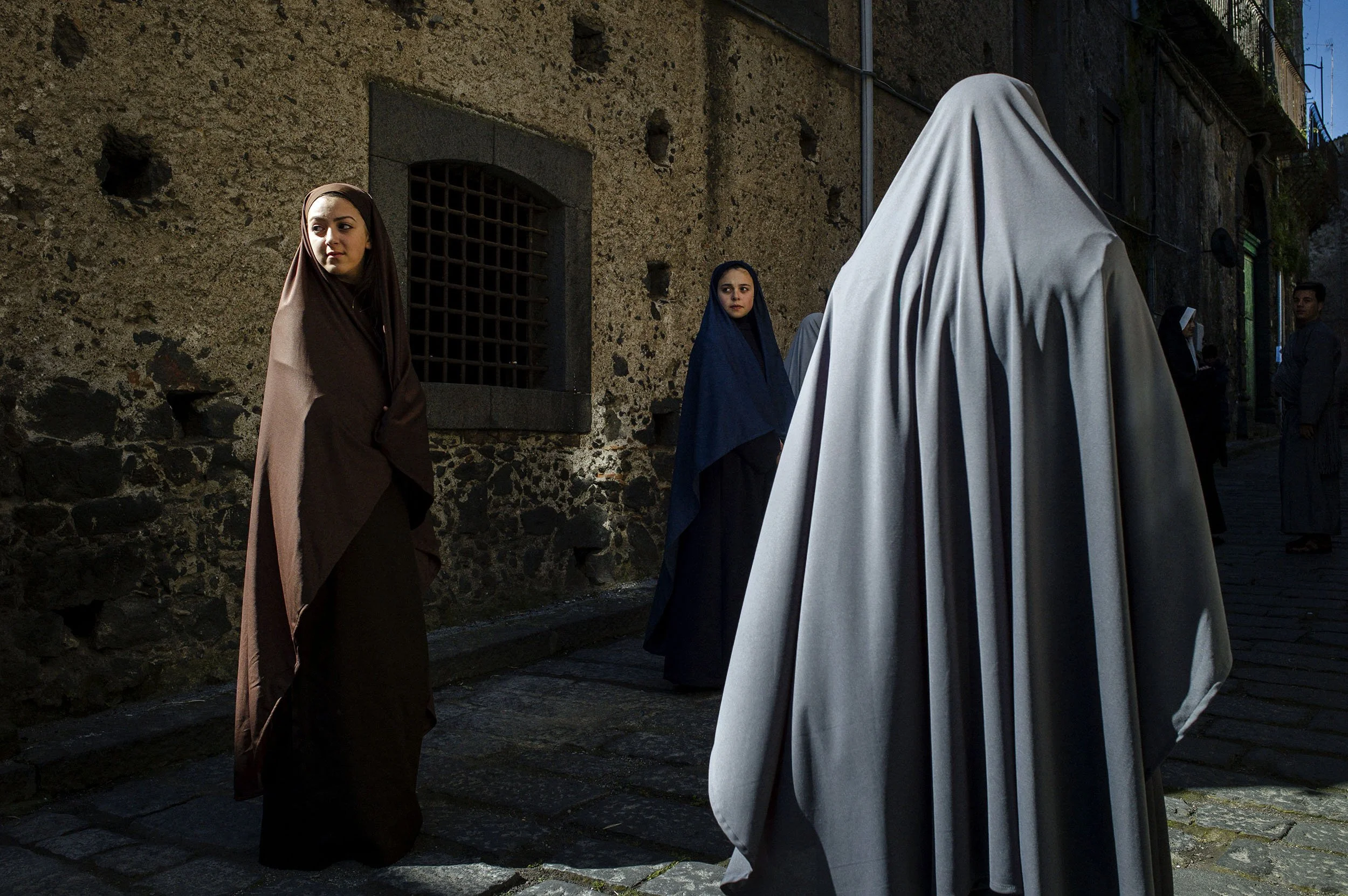 Participants of the Good Friday procession in Randazzo, Sicily.