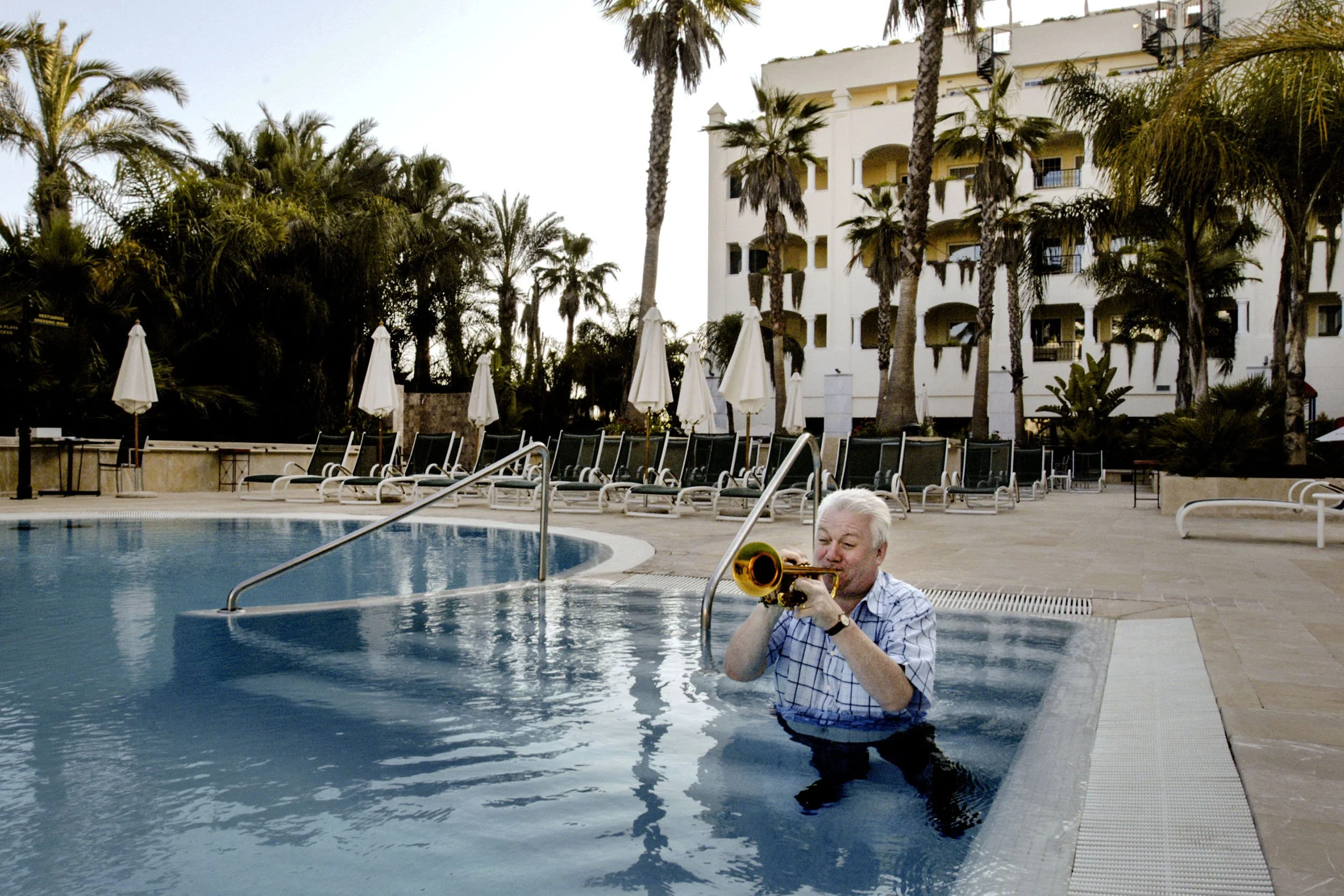 Bruce Adams cools down at the Marbella Jazz Festival, Spain.
