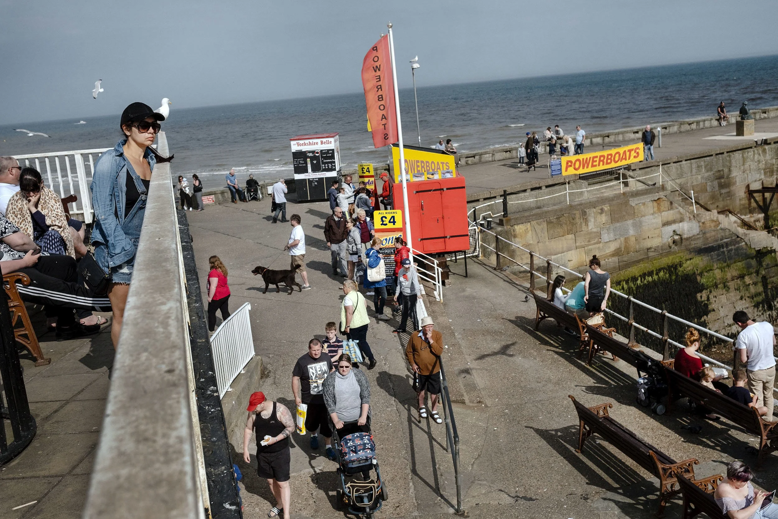 People near the seaside of Bridlington, England.