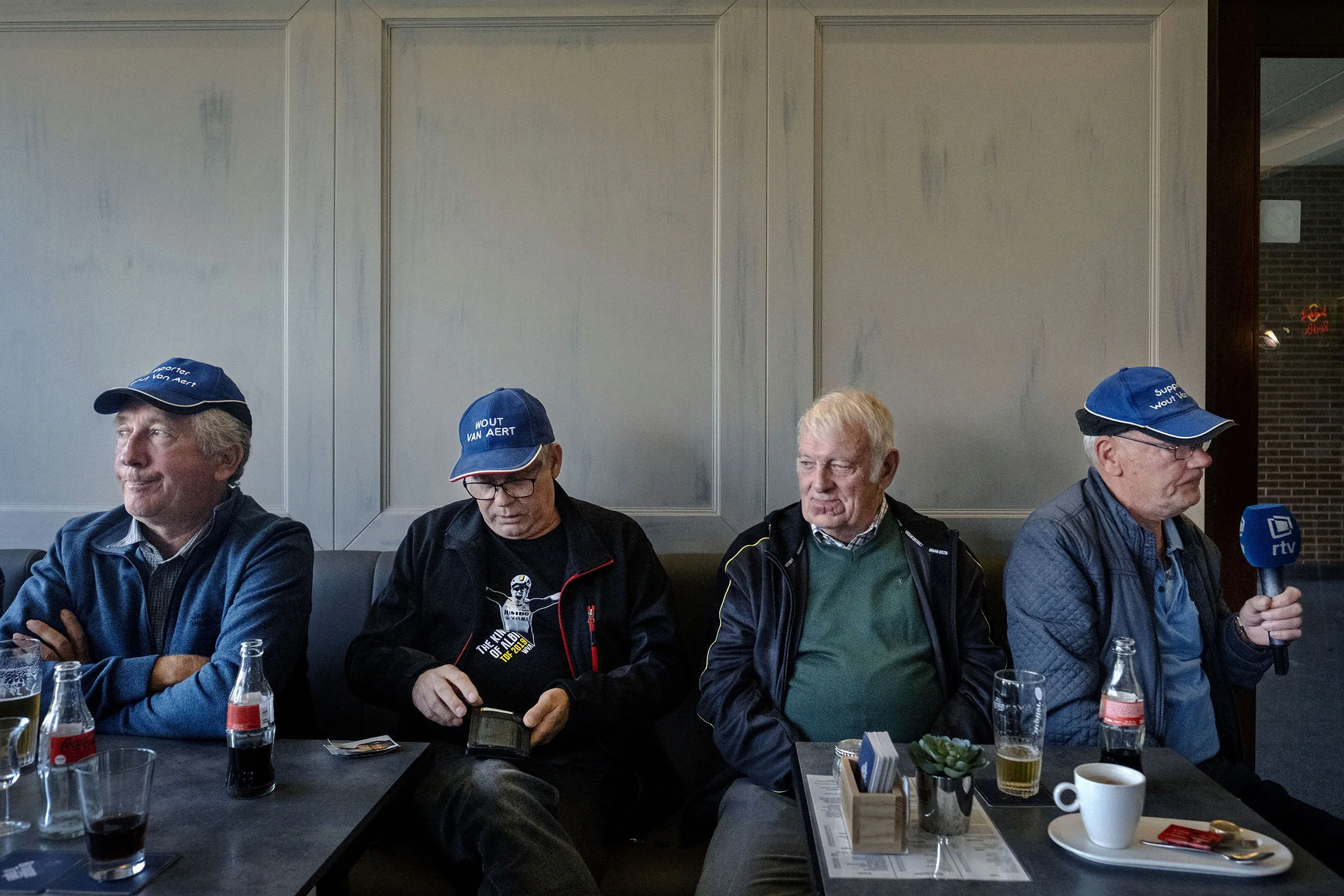 Cyclist Wout van Aert fans gather meet in a pub in Herentals, Belgium.