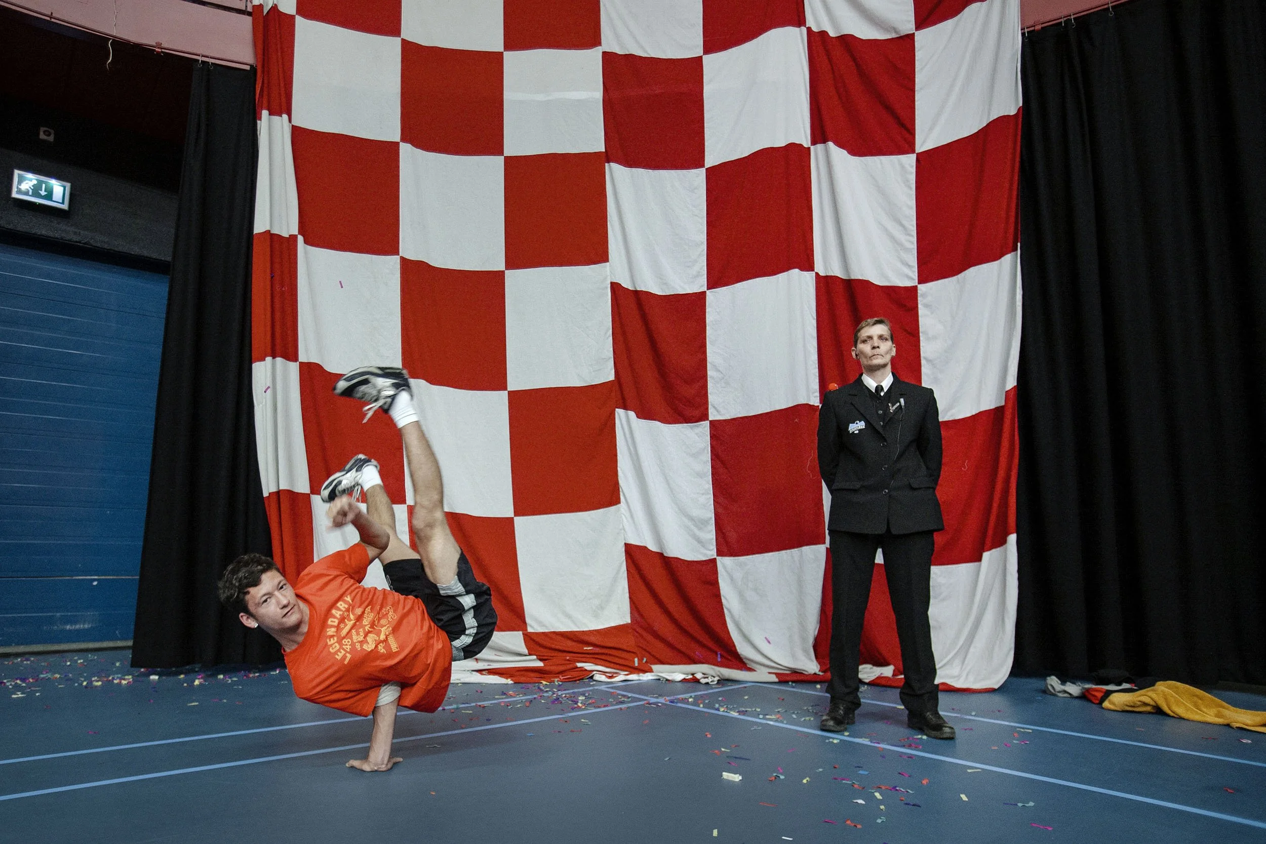 A security guard at a basketball game in ’s-Hertogenbosch, the Netherlands.