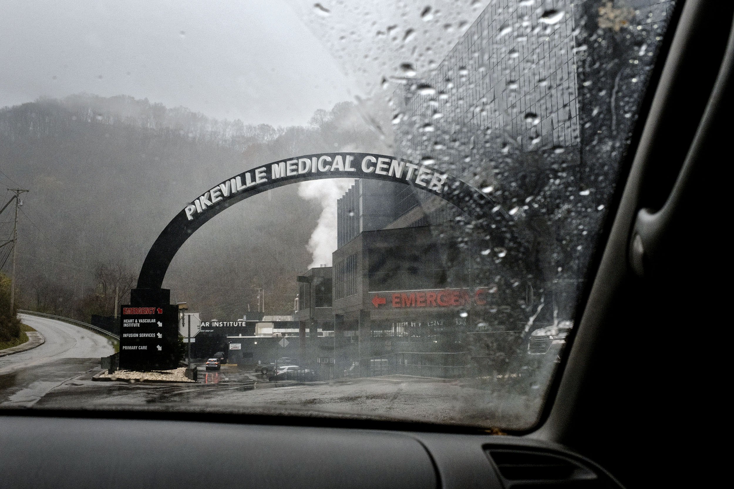 Arriving at the Pikeville Medical Center in Pikeville, Kentucky. 