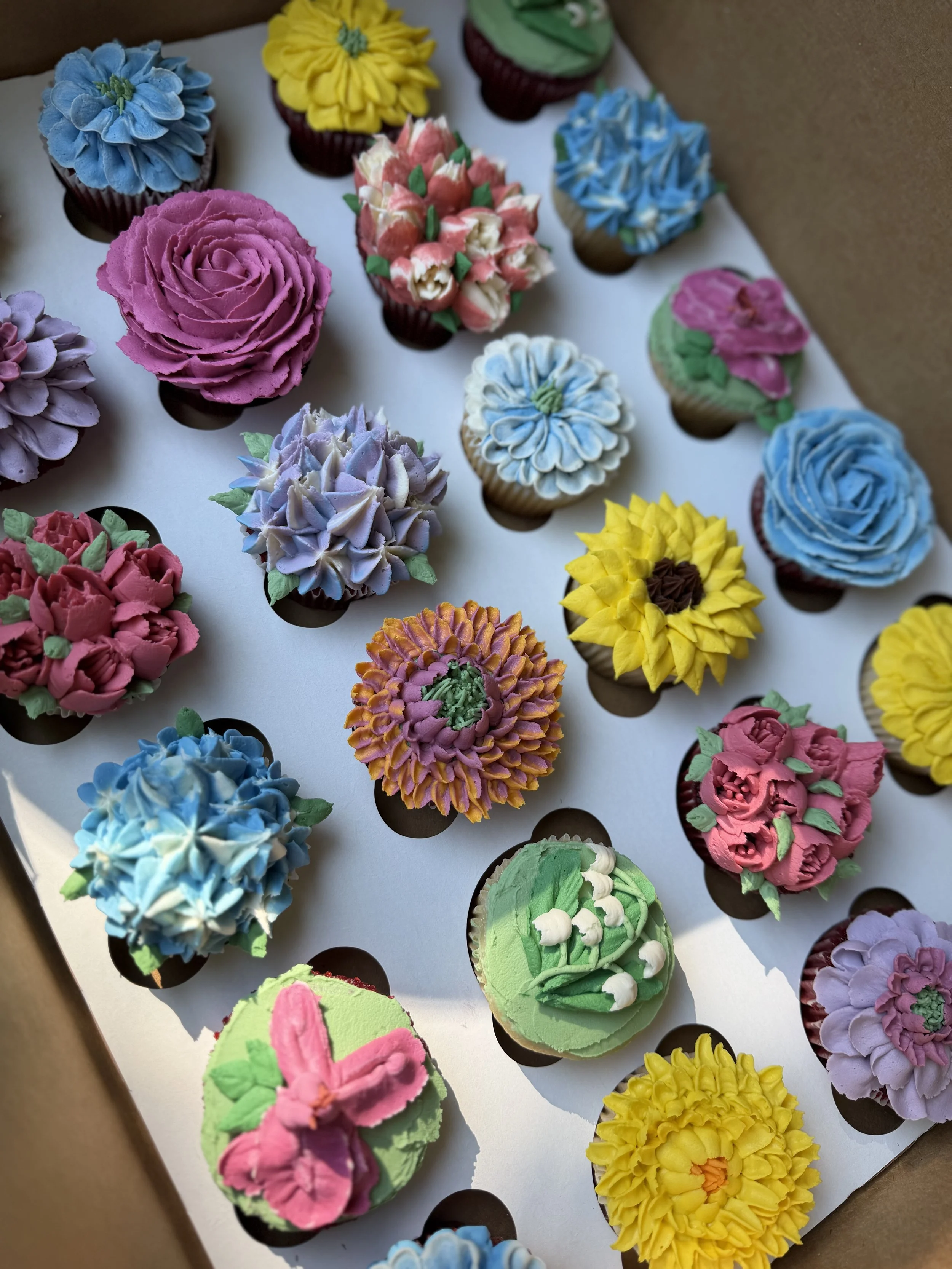 Vanilla and red velvet cupcakes with vanilla buttercream