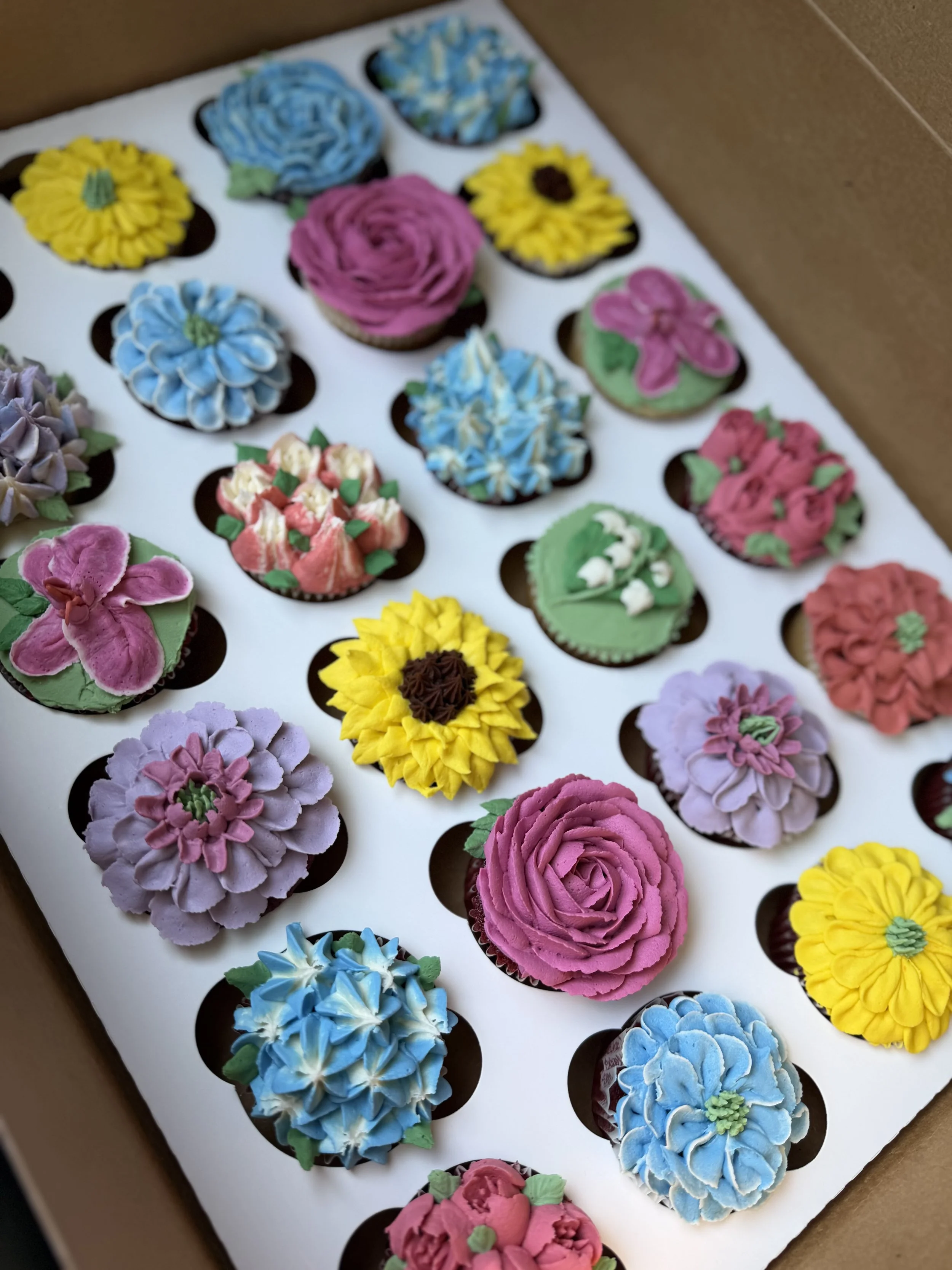Vanilla and red velvet cupcakes with vanilla buttercream