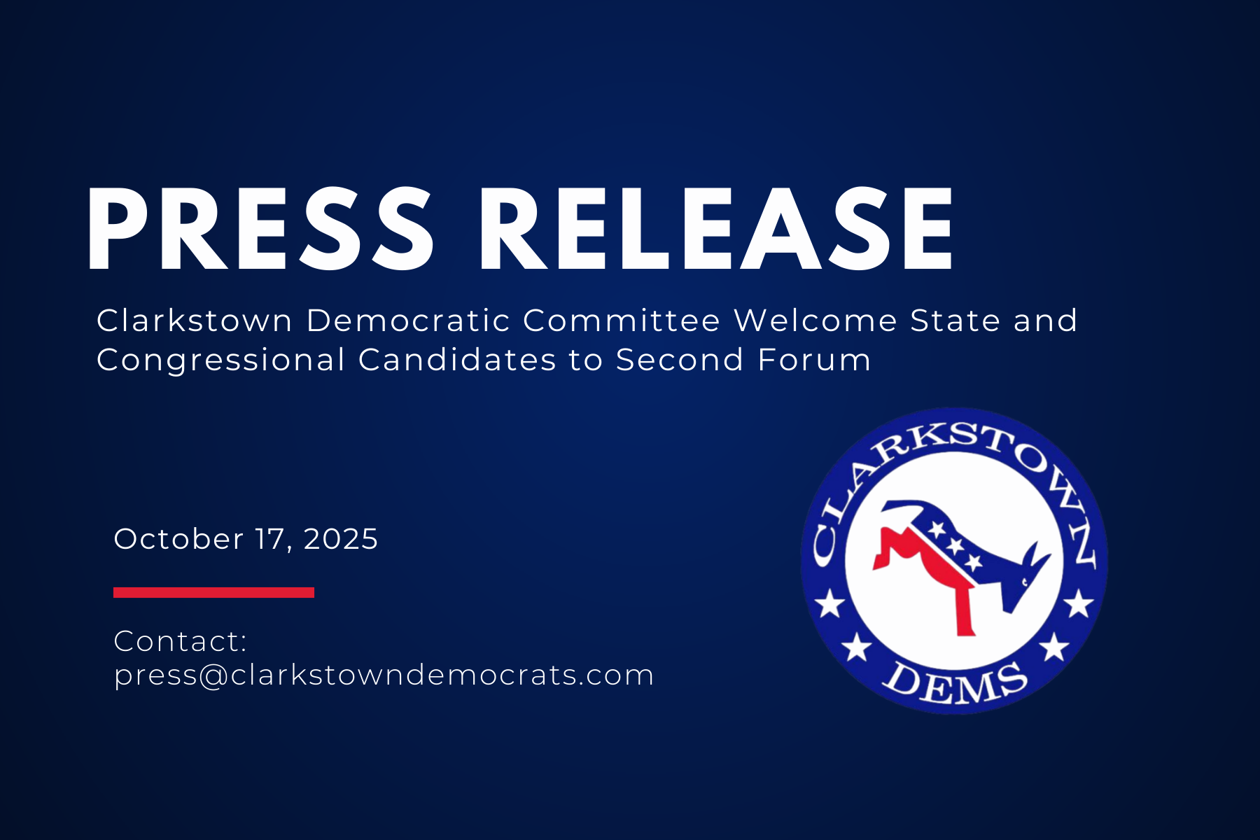 Clarkstown Democratic Committee Welcome State and Congressional Candidates to Second Forum