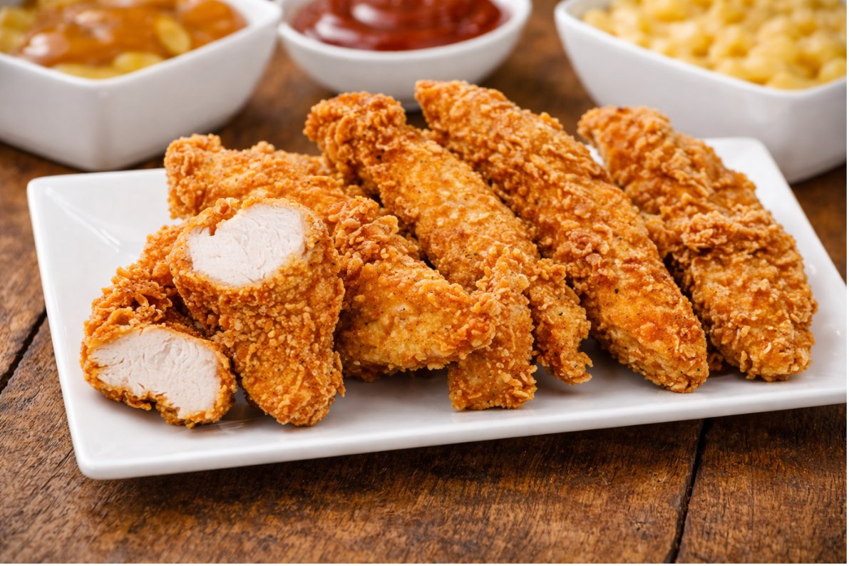 Fried chicken tenders available from Coopers Chicken family meal pack ready for lunch or dinner pickup at Farmers Marketplace