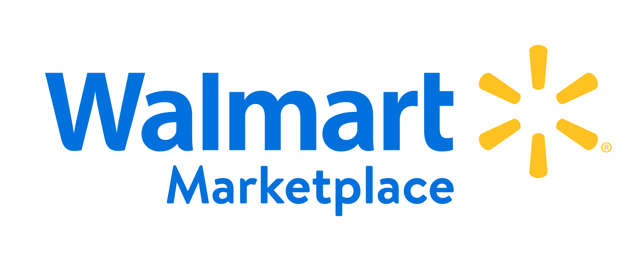Walmart Marketplace logo with blue text and a yellow spark icon.