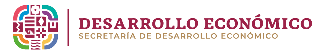 Logo of the Secretary of Economic Development in Mexico, featuring a colorful abstract emblem and text.