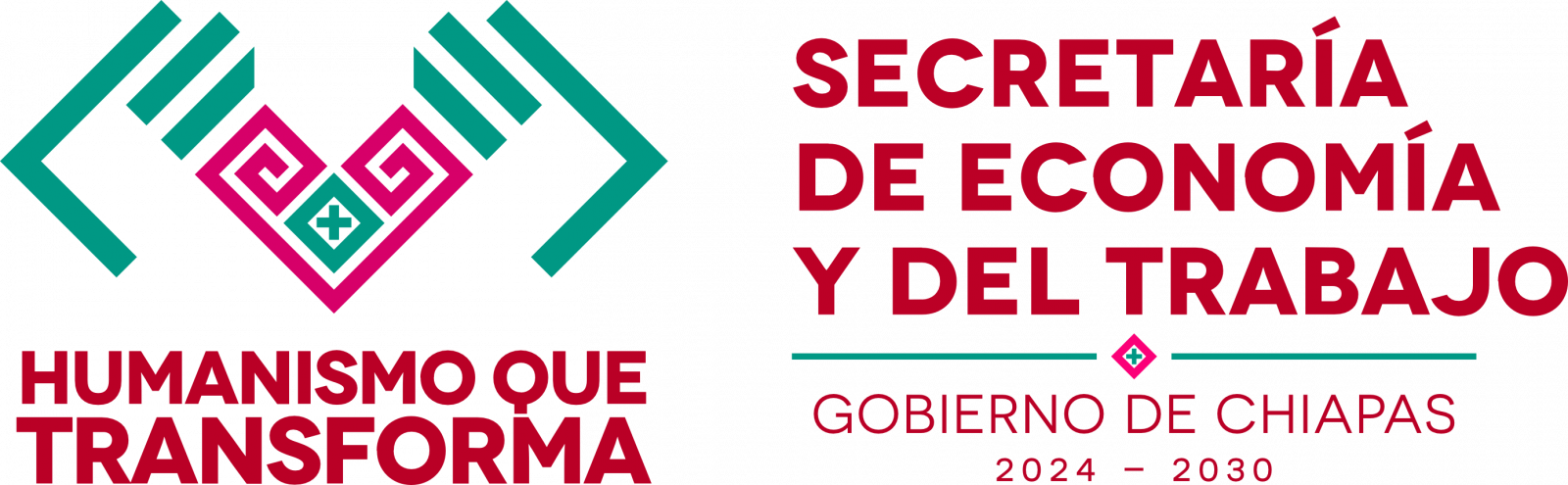 Logo with geometric shapes and text in Spanish related to the Secretaría de Economía y del Trabajo and Gobierno de Chiapas, 2024-2030.