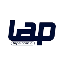 Lap Global logo with stylized text 'lap' and a website address 'lapglobal.io'