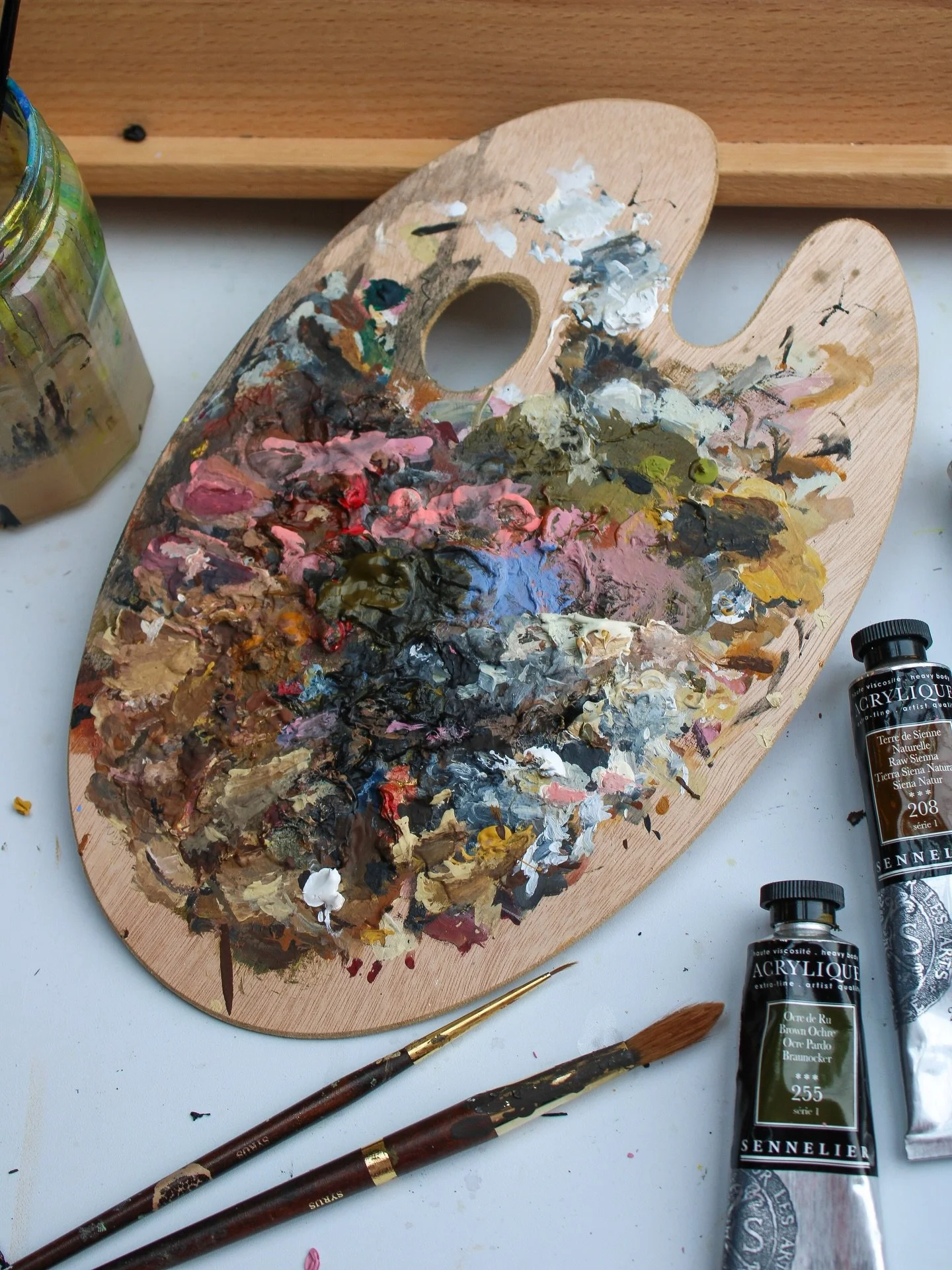 🎨My palette after a 2-week art residency! I have been collecting my palettes for the past few years&mdash;  they feel like an art piece of their own and hold so many memories. One day I will frame and display them all!