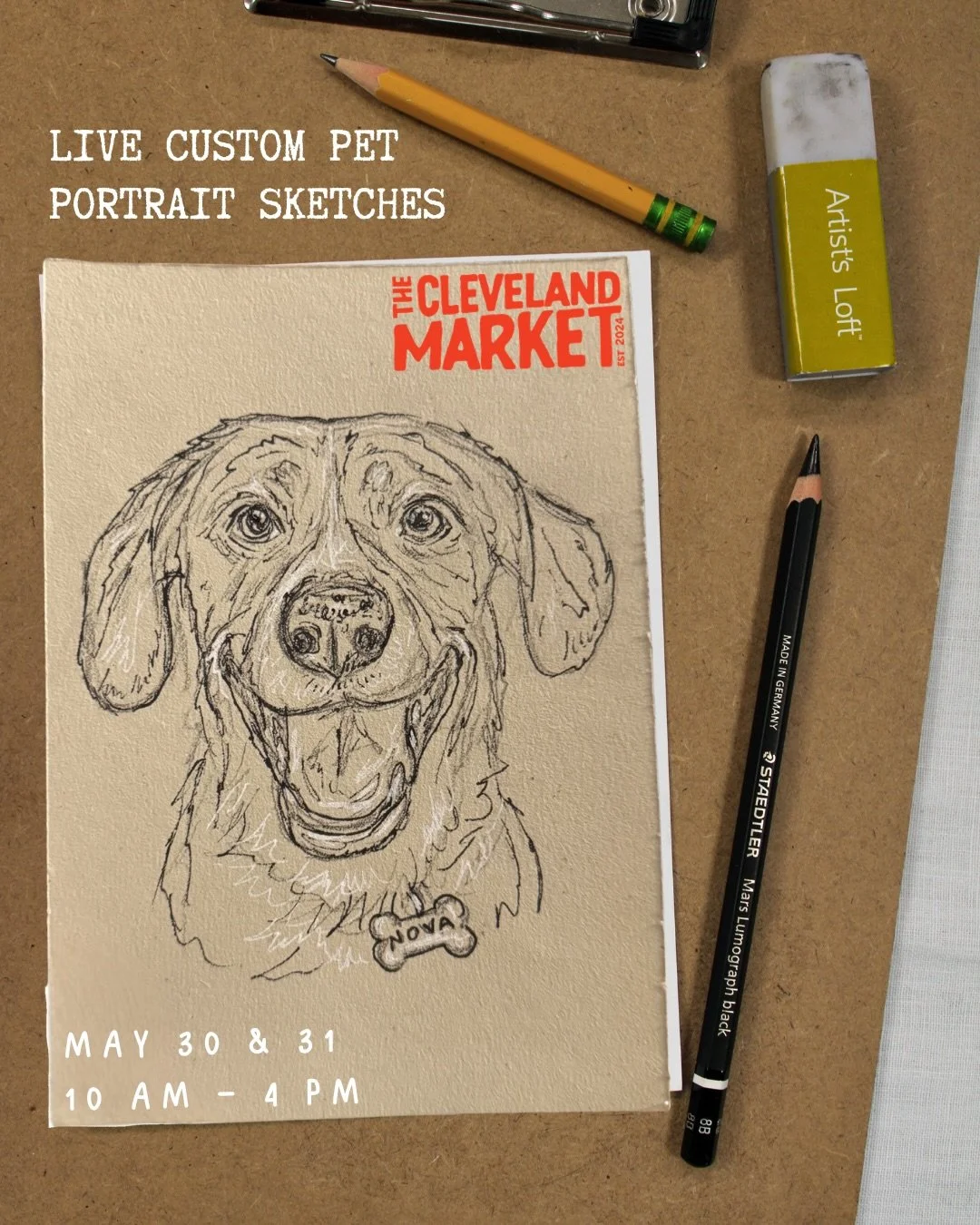 This weekend!! Come get a sketch of your dog + browse artwork + or just come say hi!! This is my first time as a vendor at a market like this&hellip; and also my first time doing live sketches. The style of the sketch is meant to be a little more loo