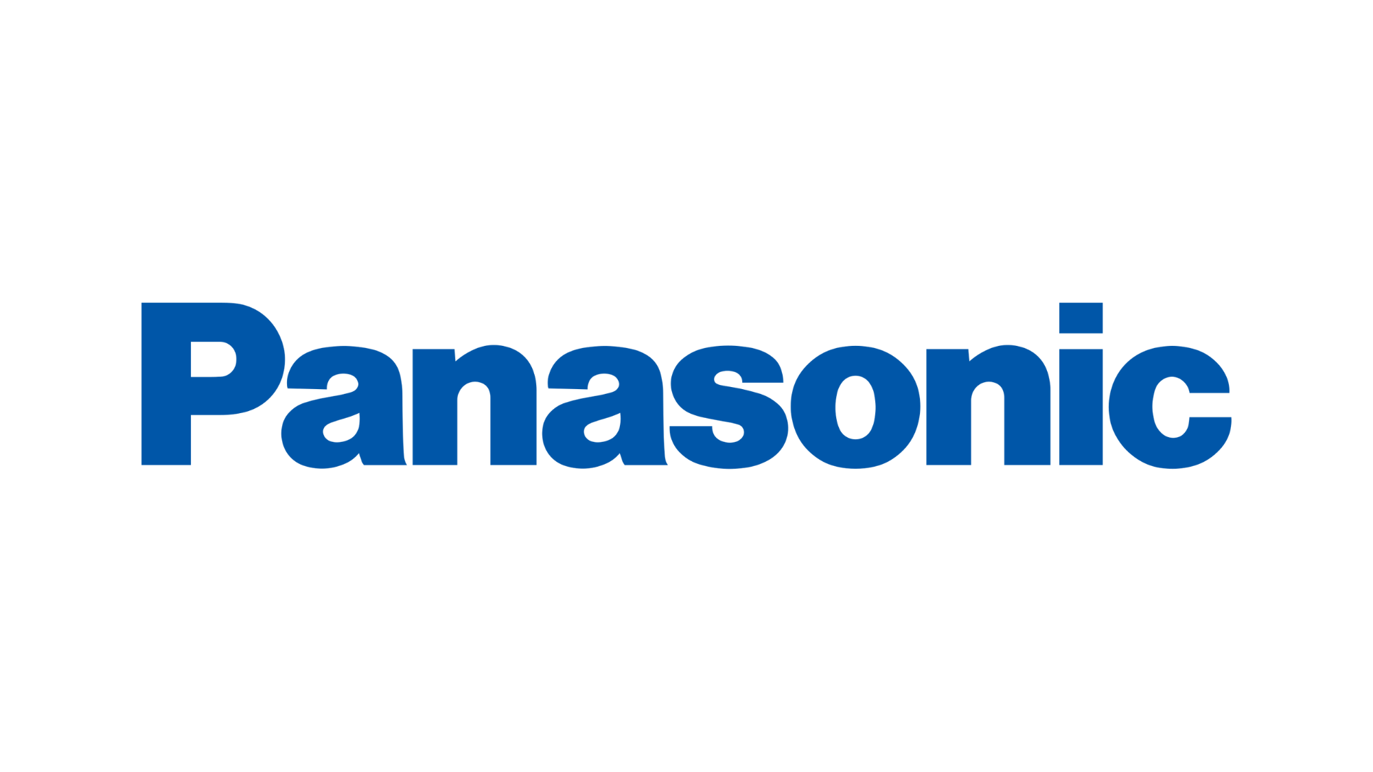Blue Panasonic logo on a white background.