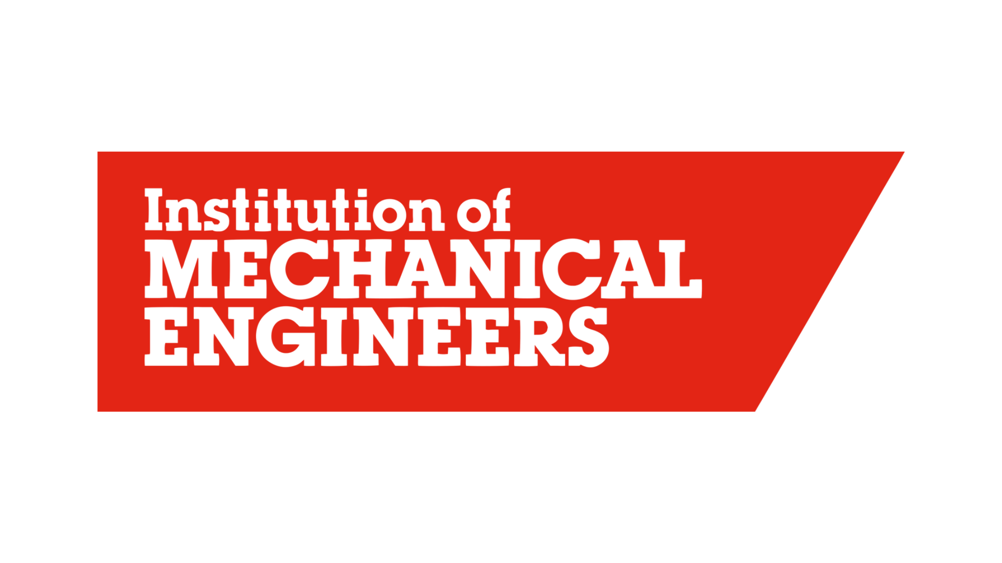 Red banner with white bold text that reads 'Institution of Mechanical Engineers' on a white background.