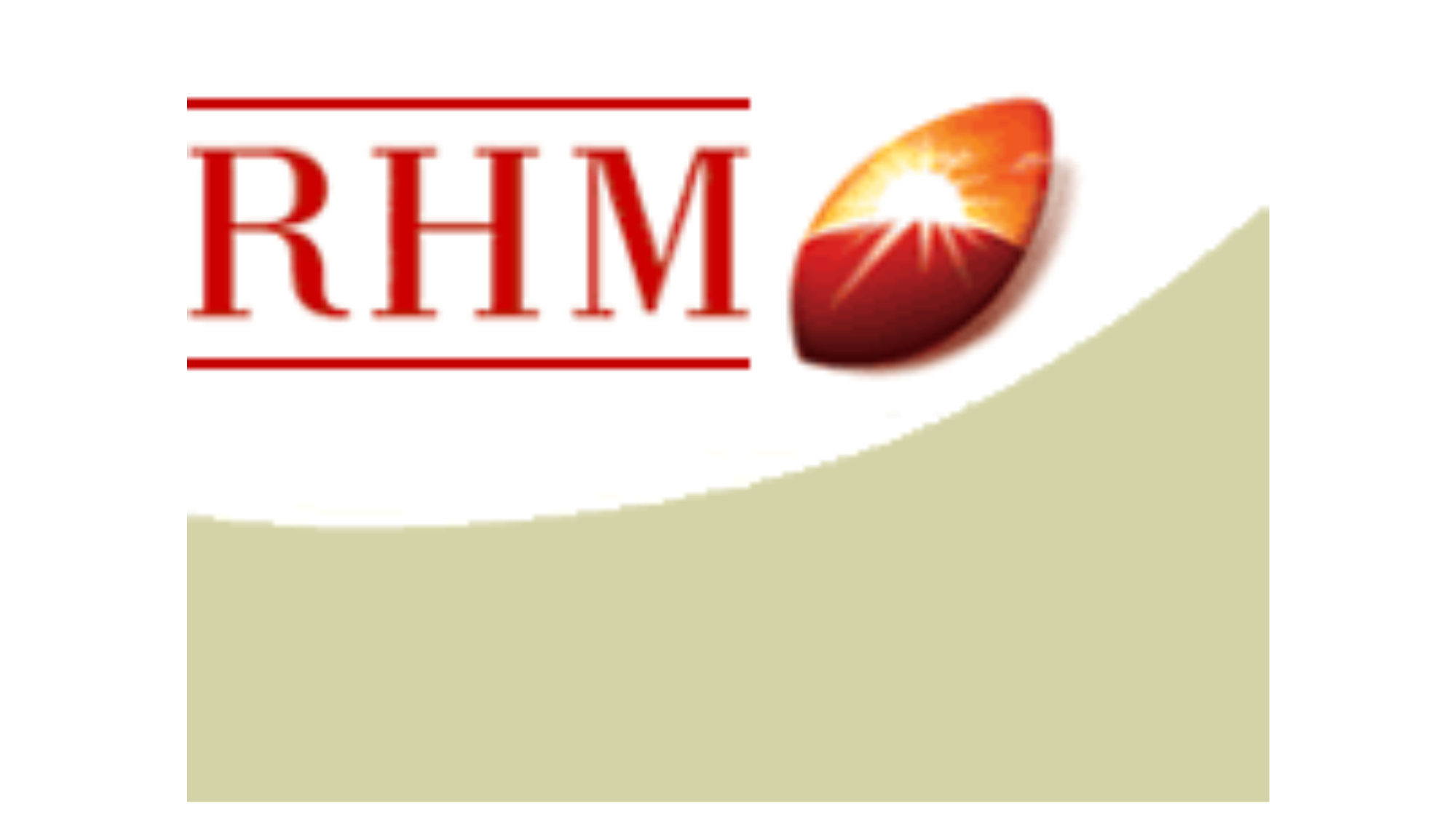 RHM logo with red text and a slice of a passion fruit on a white and beige background.