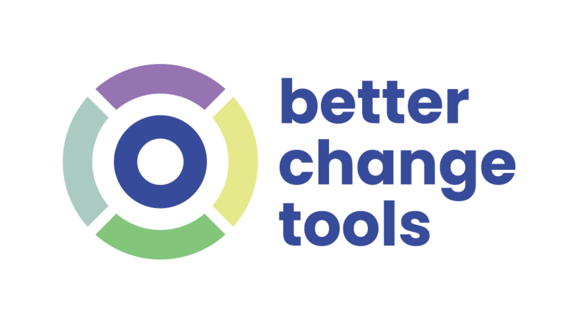 Logo with circular colorful segments and the text 'better change tools' in blue.