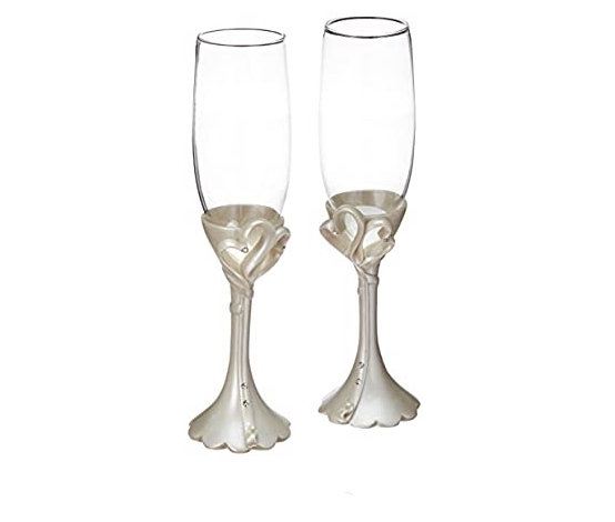 Interlocking Hearts Design Toasting Flutes