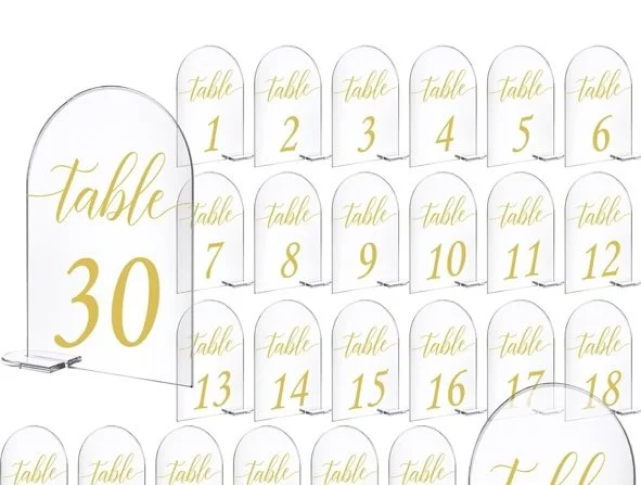 GOLD PRINTED 1-30 TABLE SIGNS WITH STANDS
