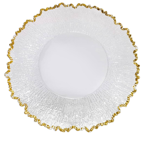 13-inch Clear Acrylic Gold Rim Charger Plates