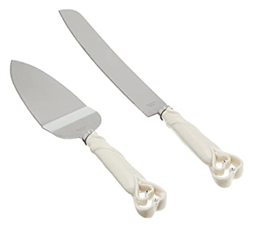 Interlocking Hearts Design Cake Knife And Server Set