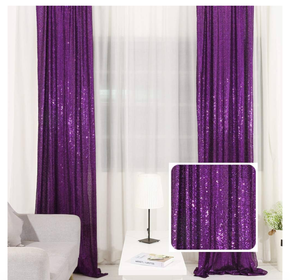 Purple Sequin Backdrop Curtains