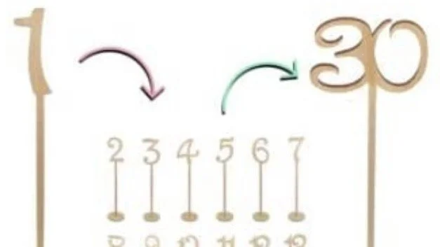 Gold Table Numbers with Stand and Holder Base