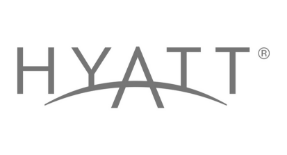 Hyatt logo with stylized text and curved line underneath