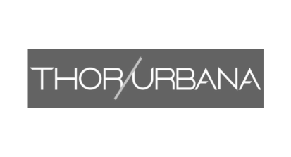 Thór/URBANA logo with white text on a gray background