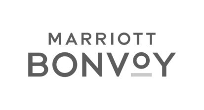 Marriott Bonvoy logo with text in gray on a white background.