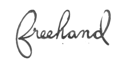 The word 'freehand' written in cursive script.