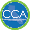 Circular logo with blue background, green border, and white lettering 'CCA' with the full name 'California Chambers Association' below.