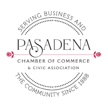 Logo of Pasadena Chamber of Commerce & Civic Association with the text 'Serving Business and The Community Since 1888'.