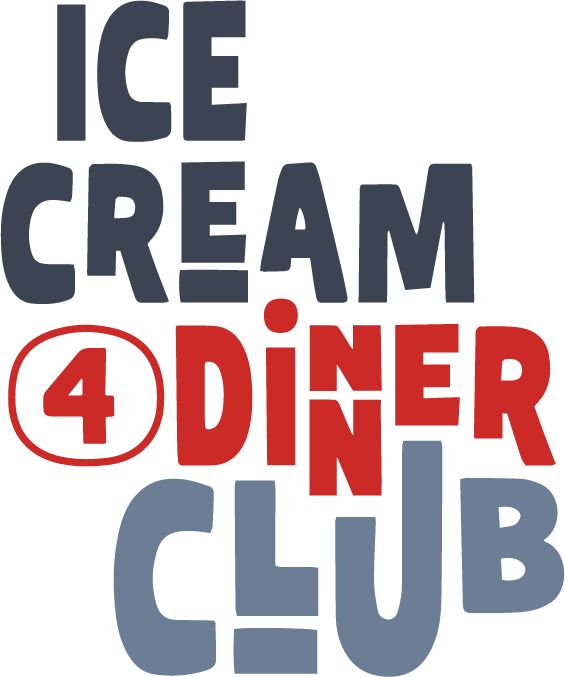 Text-based design reading 'Ice Cream 4 Diner Club' with the number 4 and the word Diner highlighted in red.
