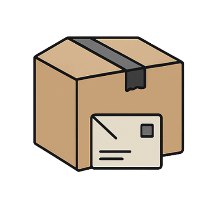 Versandkarton mit Brief oder Paketzettel