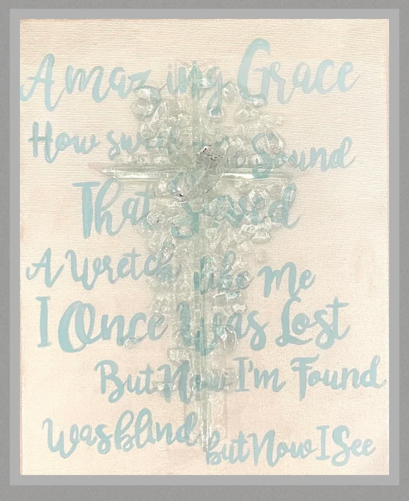 'Amazing Grace' Canvas Art with Crystal Cross