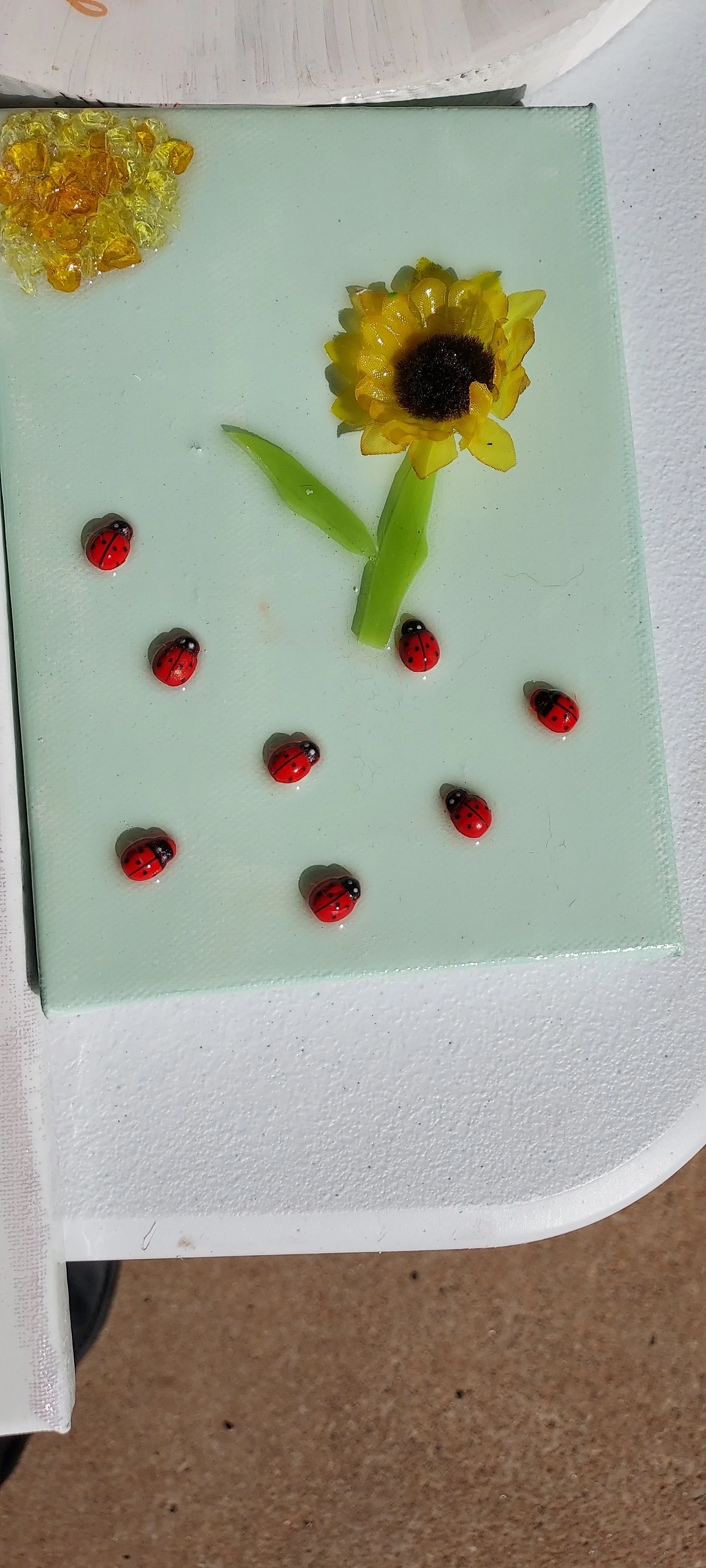 Sunflower and Ladybug Resin Art