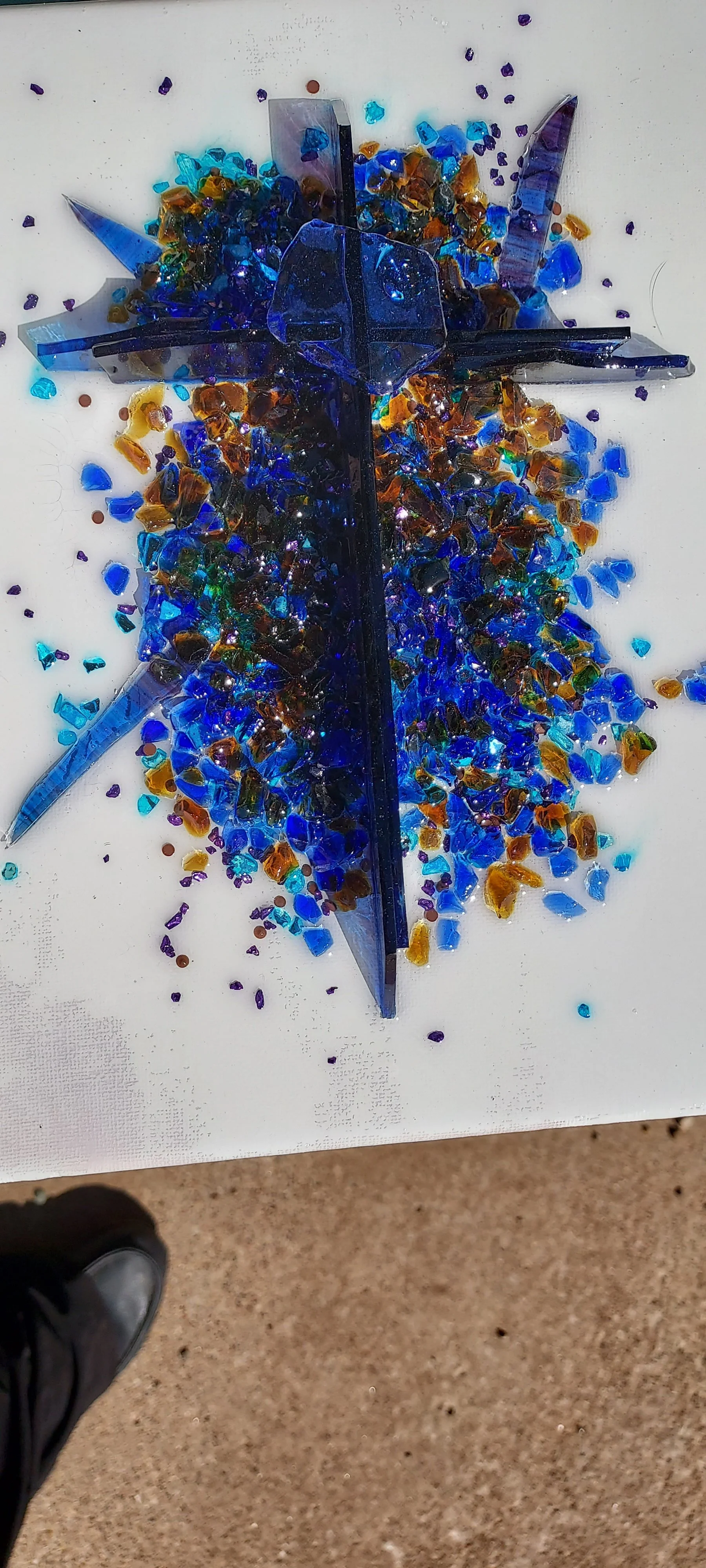 Vibrant Mosaic Glass Cross