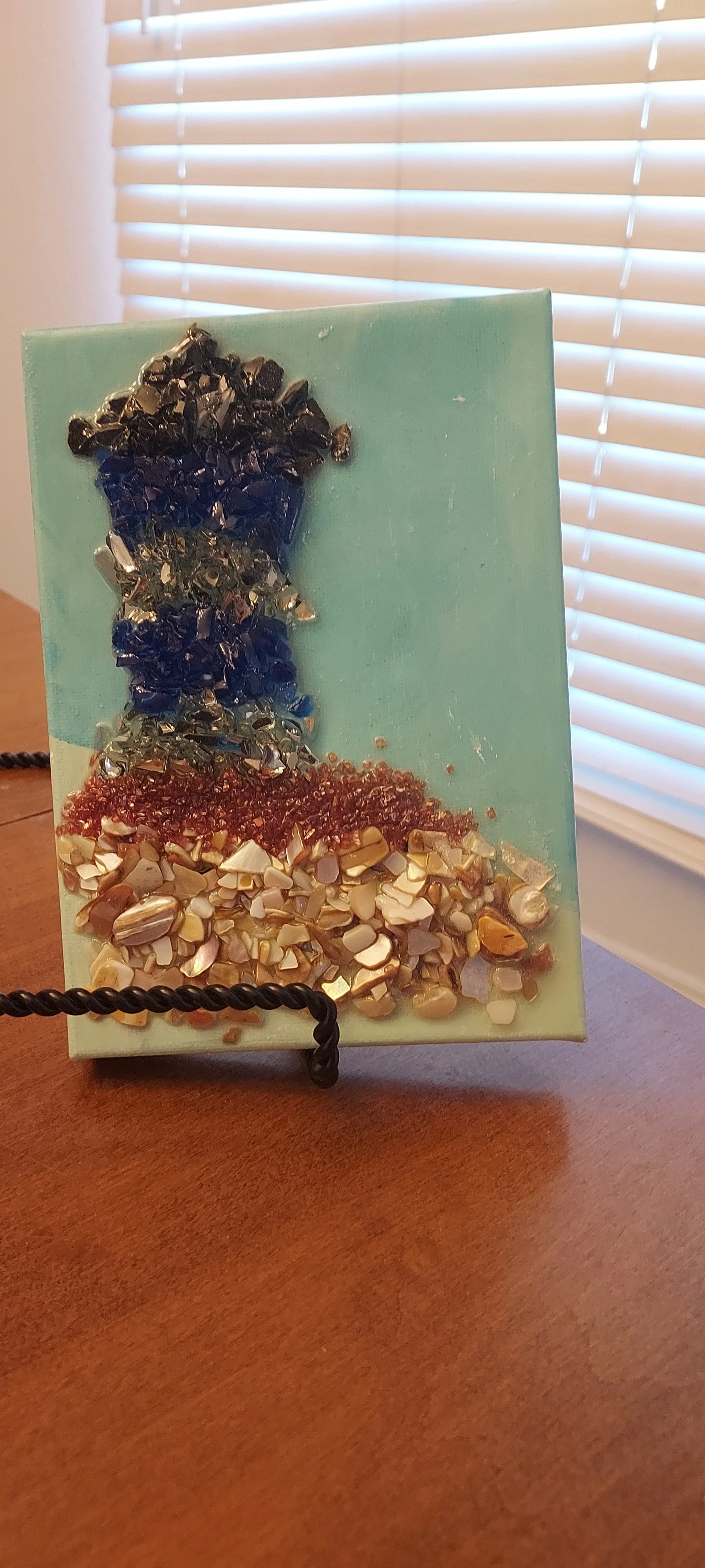 Vibrant Gemstone Mosaic Art Lighthouse