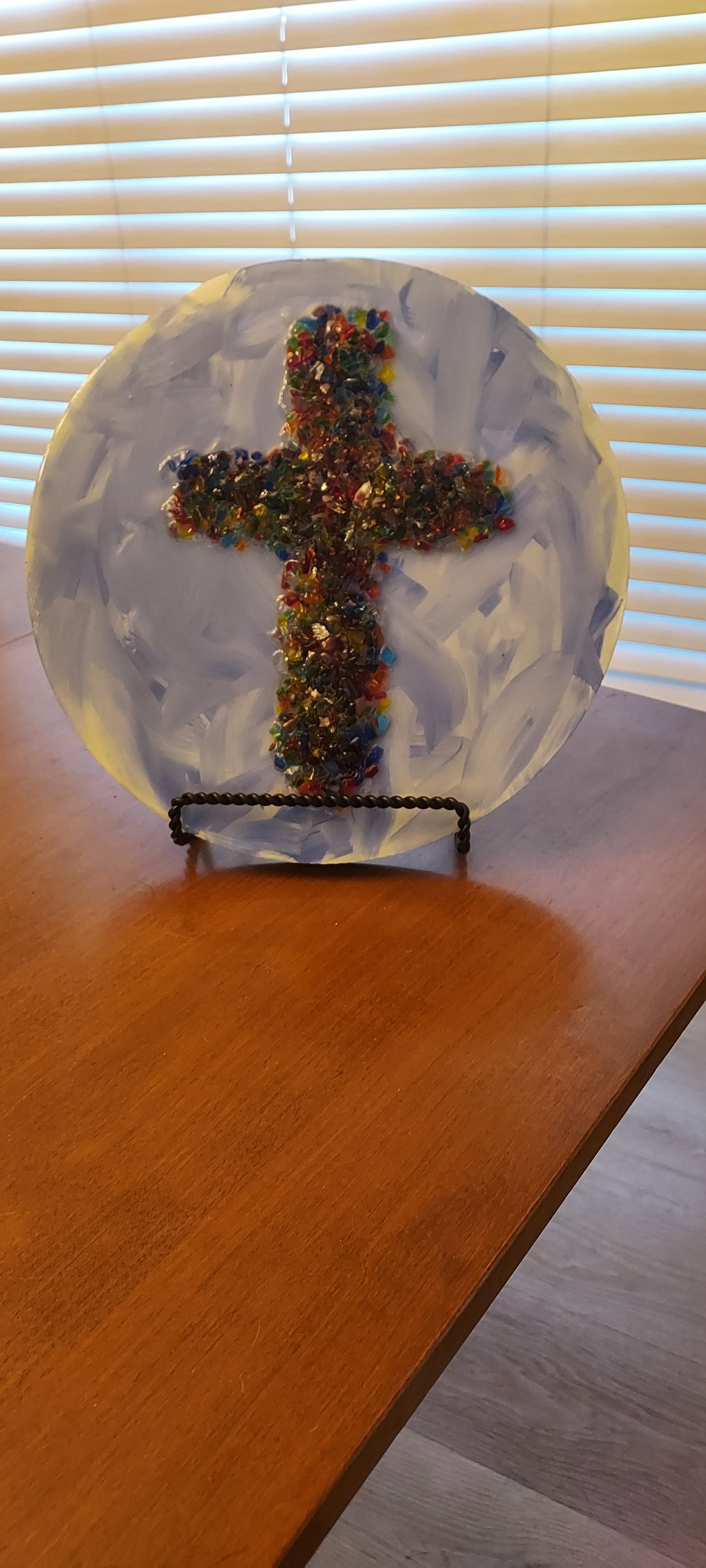 Radiant Cut Glass Cross Art
