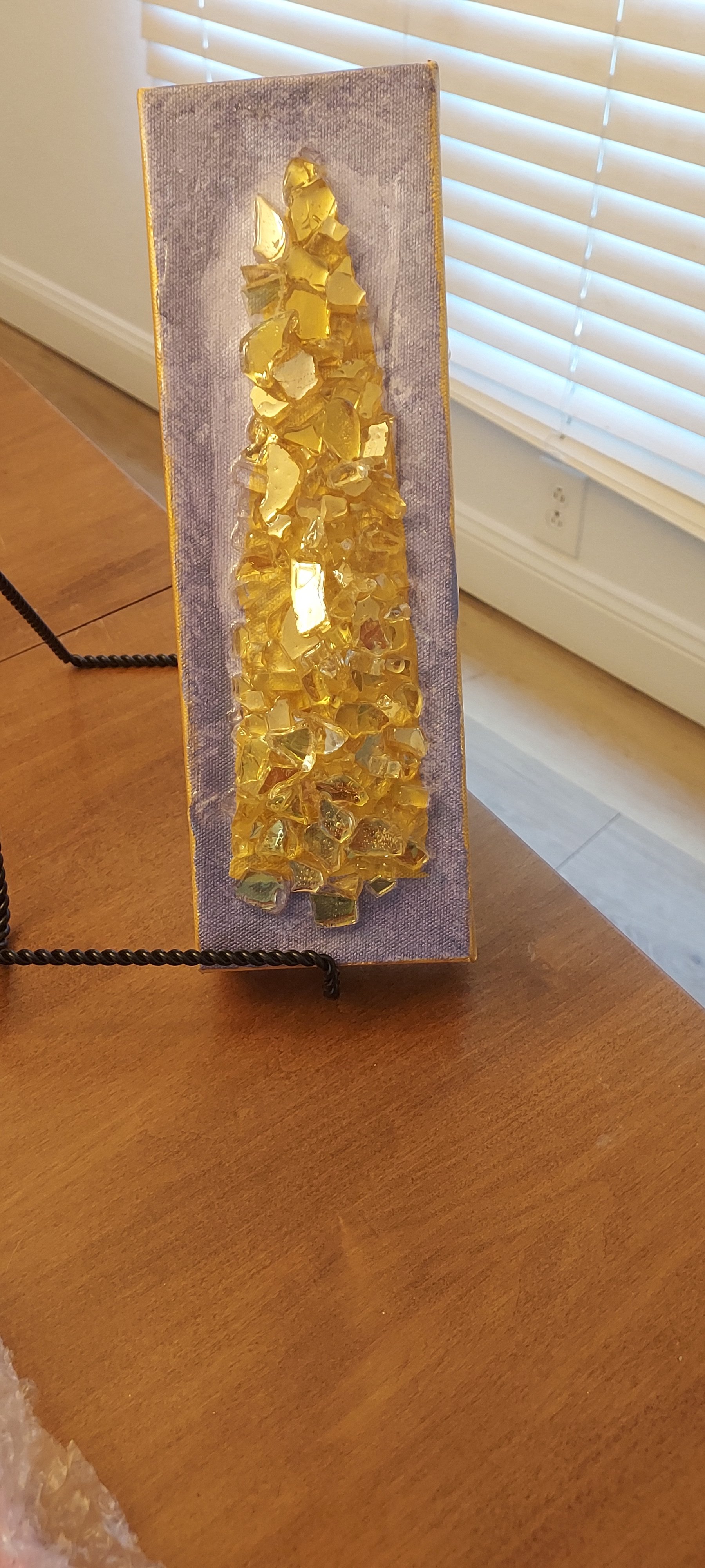 Radiant Golden Cut Glass Christmas Tree Art Display